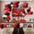 Racing Car Birthday Decoration Kit - 140-piece red black white party set with balloons, backdrop and racing flags (